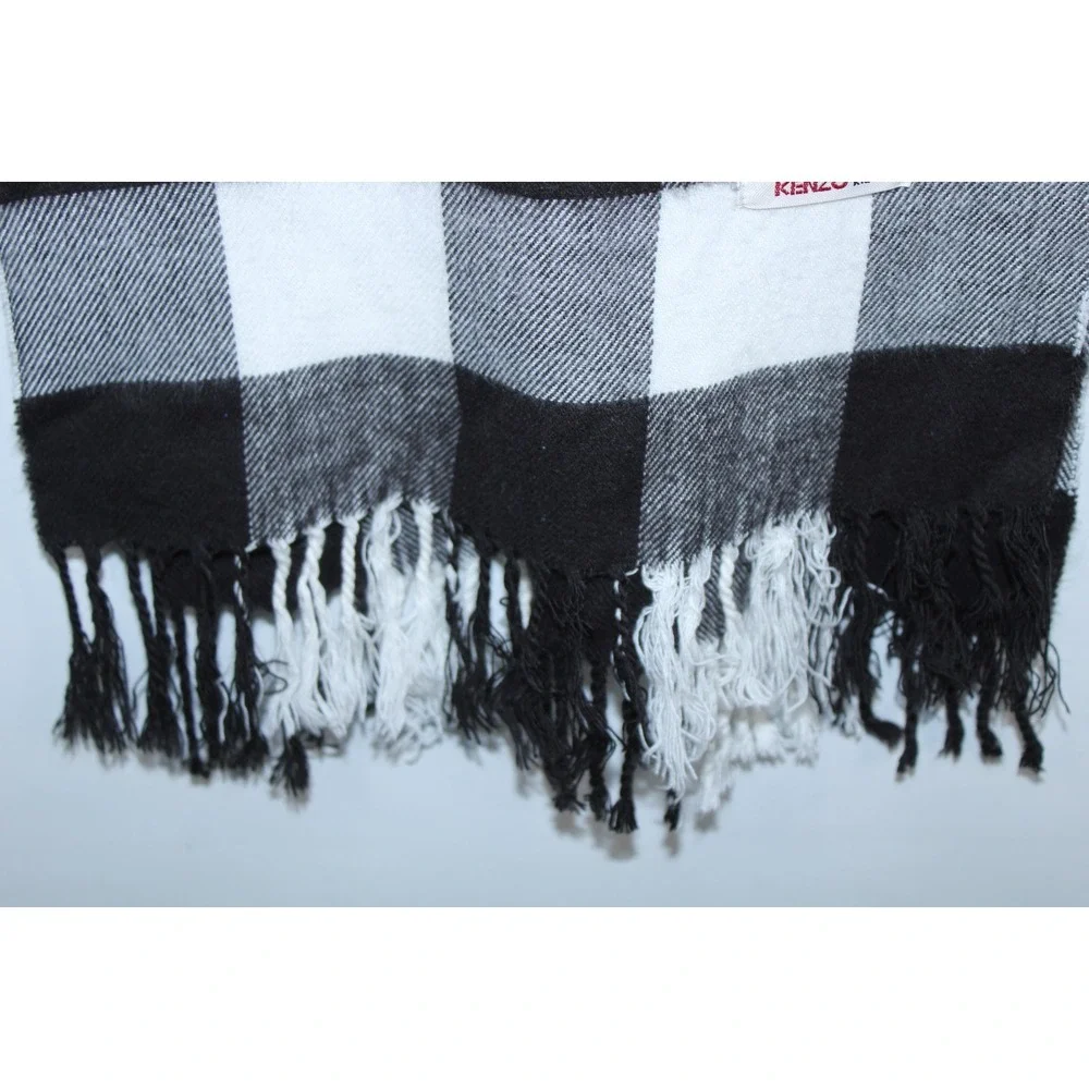 Kenzo Kids One Size Black White Check Soft Scarf